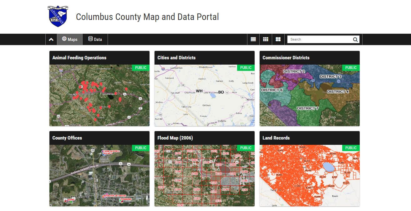 The Columbus County web map portal