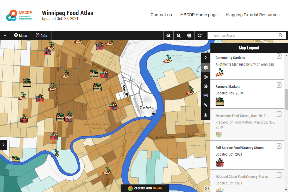 The Winnipeg Food Atlas, published with Mango