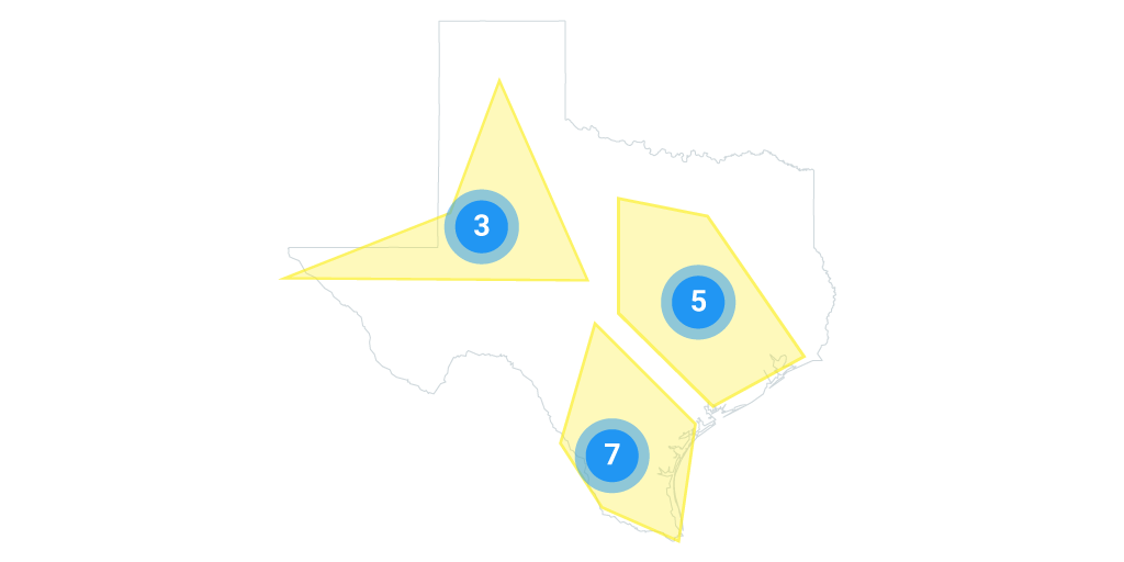 A cluster map grouping nearby points