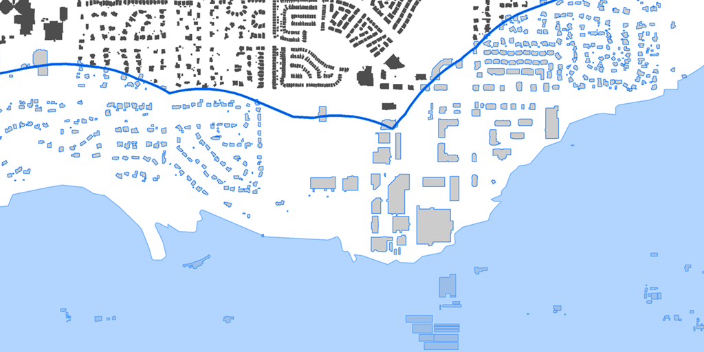A spatial query: houses within a flood area