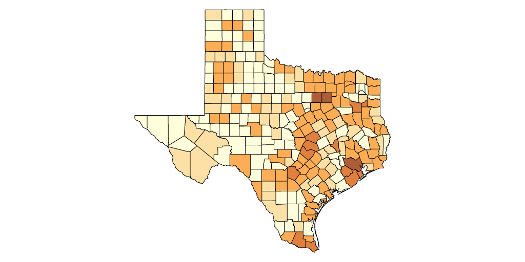 A quantity (choropleth) map shaded by sales
